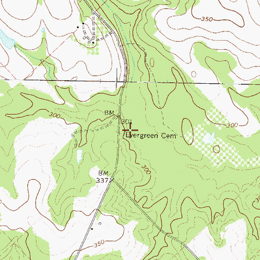 Topographic Map of Evergreen Cemetery, GA