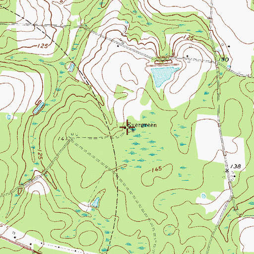 Topographic Map of Evergreen Church, GA