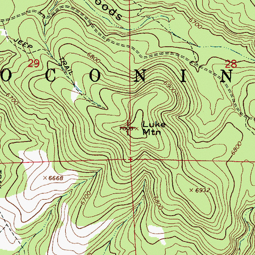 Topographic Map of Luke Mountain, AZ