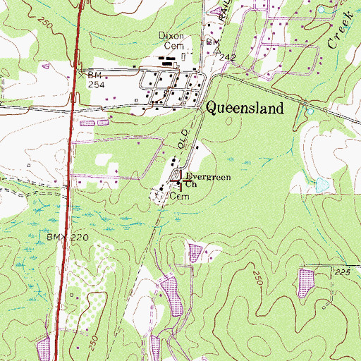 Topographic Map of Evergreen Church, GA
