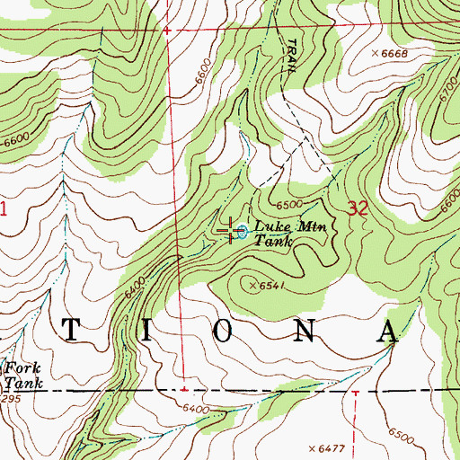 Topographic Map of Luke Mountain Tank, AZ