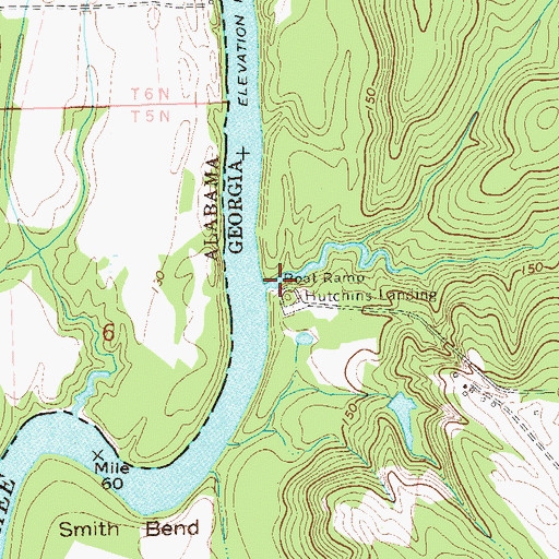 Topographic Map of Factory Creek, GA