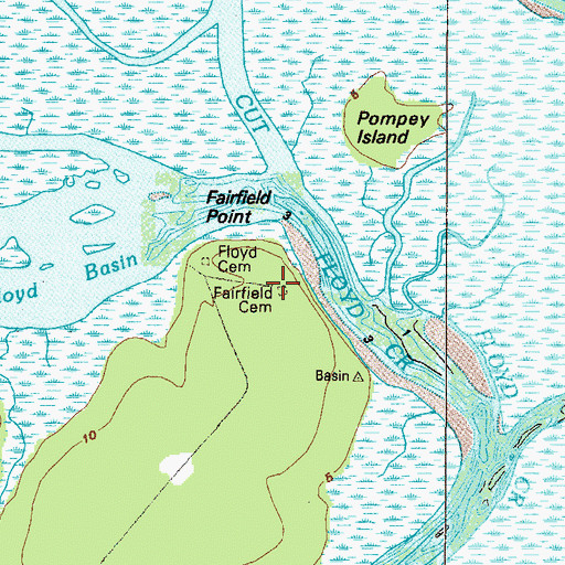Topographic Map of Fairfield Cemetery, GA