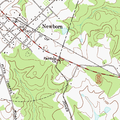 Topographic Map of Fairfield Church, GA