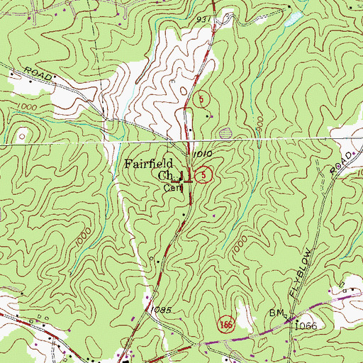 Topographic Map of Fairfield Church, GA