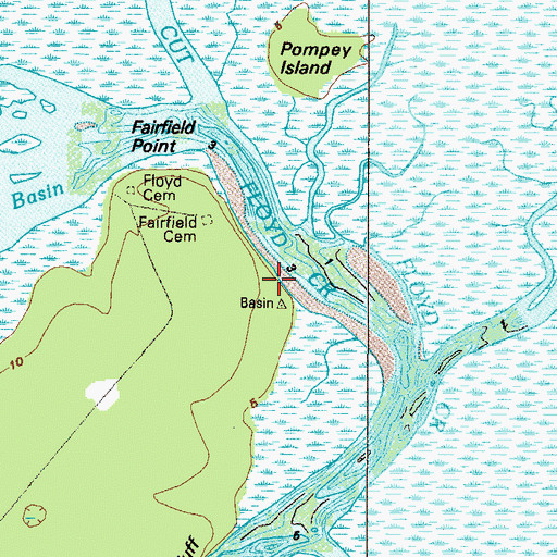 Topographic Map of Fairfield Point, GA