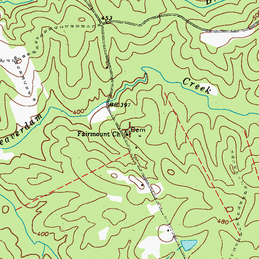 Topographic Map of Fairmount Church, GA