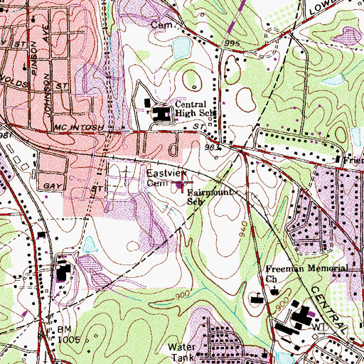Topographic Map of Winston Dowdell Academy, GA
