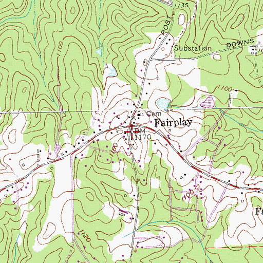 Topographic Map of Fairplay, GA