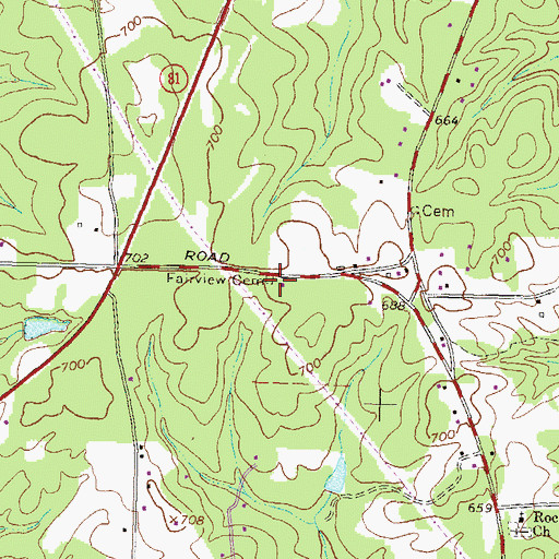 Topographic Map of Fairview Cemetery, GA
