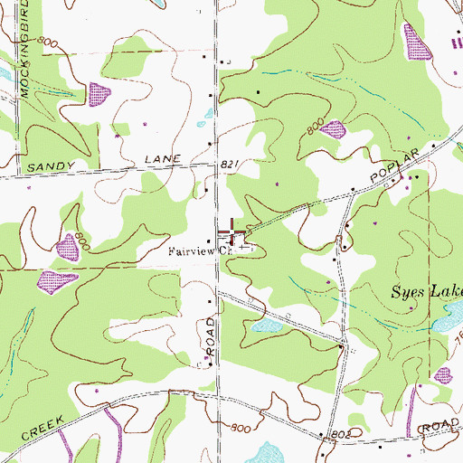 Topographic Map of Fairview Church, GA