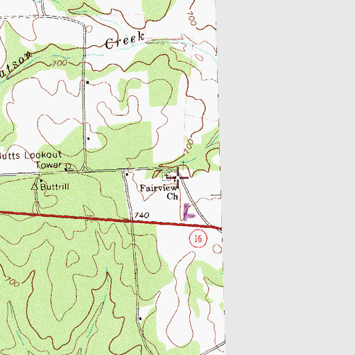 Topographic Map of Fairview Church, GA