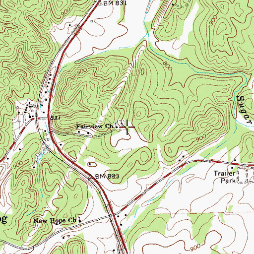 Topographic Map of Fairview Church, GA
