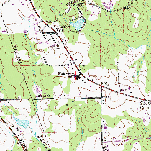 Topographic Map of Fairview Elementary School, GA