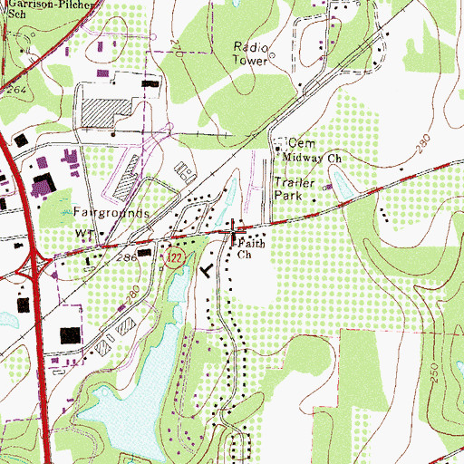 Topographic Map of Faith Church, GA