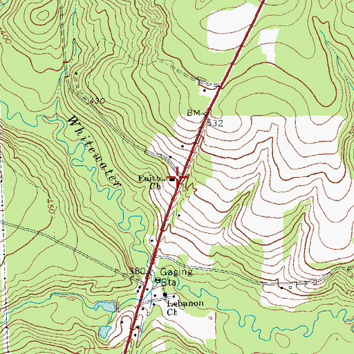 Topographic Map of Faith Church, GA