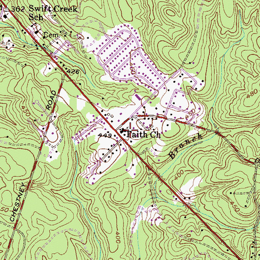 Topographic Map of Faith Church, GA