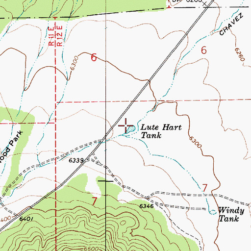Topographic Map of Lute Hart Tank, AZ