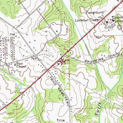 Topographic Map of Faith Church, GA