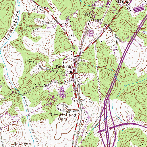 Topographic Map of Faith Church, GA
