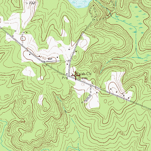 Topographic Map of Faith Church Cemetery, GA