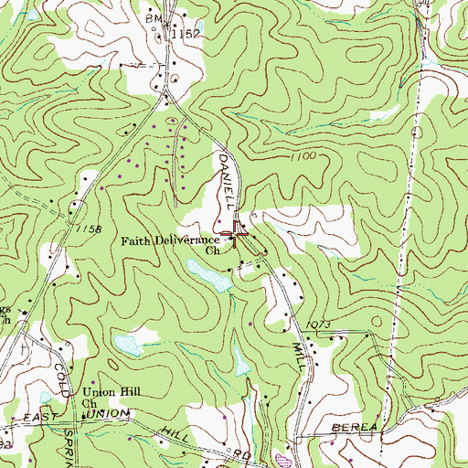 Topographic Map of Faith Deliverance Church, GA