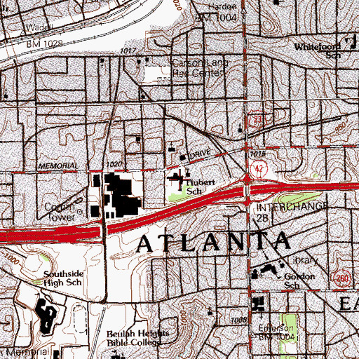 Topographic Map of Tech High School, GA
