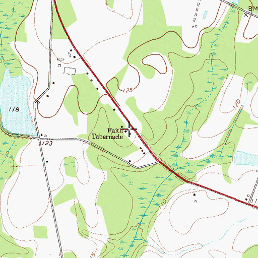 Topographic Map of Faith Tabernacle, GA