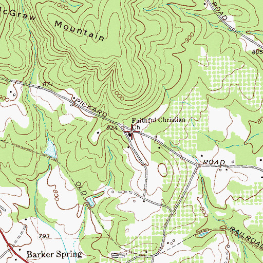 Topographic Map of Faithful Christian Church, GA