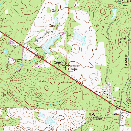 Topographic Map of Fambro Chapel, GA