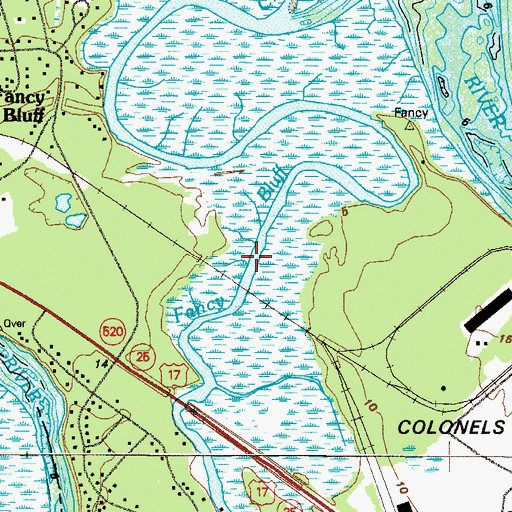 Topographic Map of Fancy Bluff Creek, GA