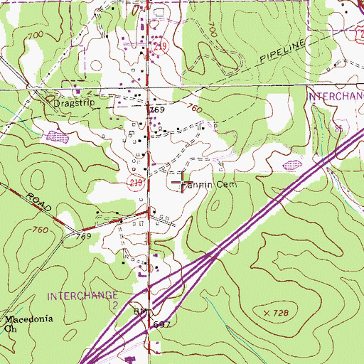 Topographic Map of Fannin Cemetery, GA
