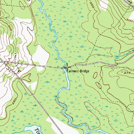 Topographic Map of Farmers Bridge, GA