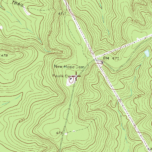 Topographic Map of Faulk Cemetery, GA
