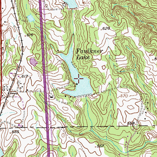 Topographic Map of Faulkner Lake, GA