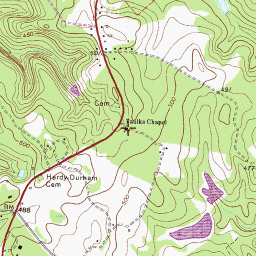 Topographic Map of Faulks Chapel, GA