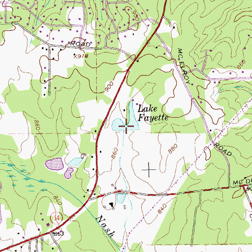 Topographic Map of Lake Fayette, GA