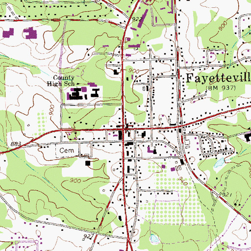 Topographic Map of Fayetteville, GA