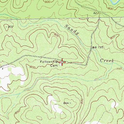 Topographic Map of Fellowship Cemetery, GA