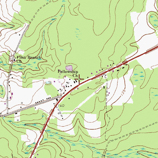 Topographic Map of Fellowship Church, GA
