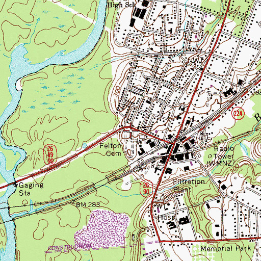 Topographic Map of Felton Cemetery, GA