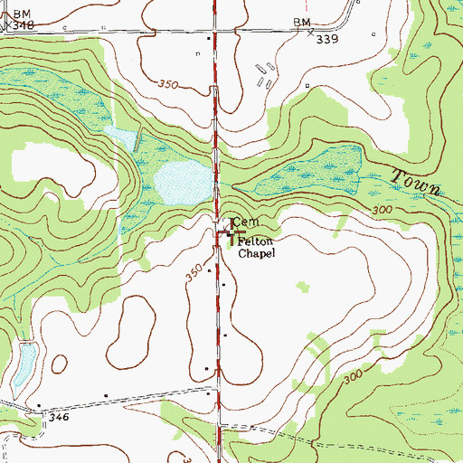 Topographic Map of Felton Chapel, GA