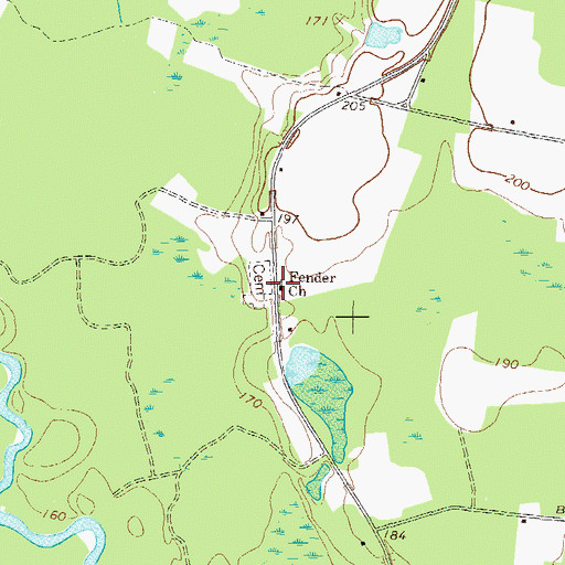 Topographic Map of Fender Church, GA