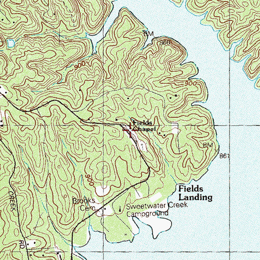 Topographic Map of Fields Chapel, GA