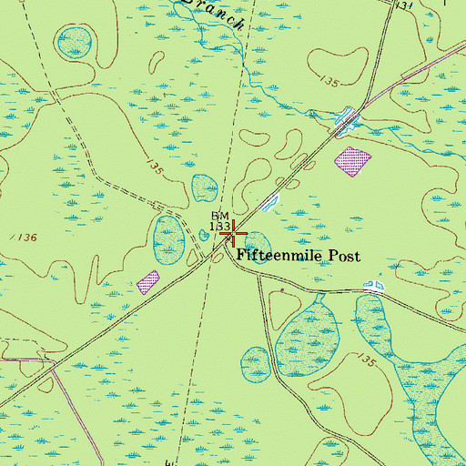 Topographic Map of Fifteenmile Post, GA