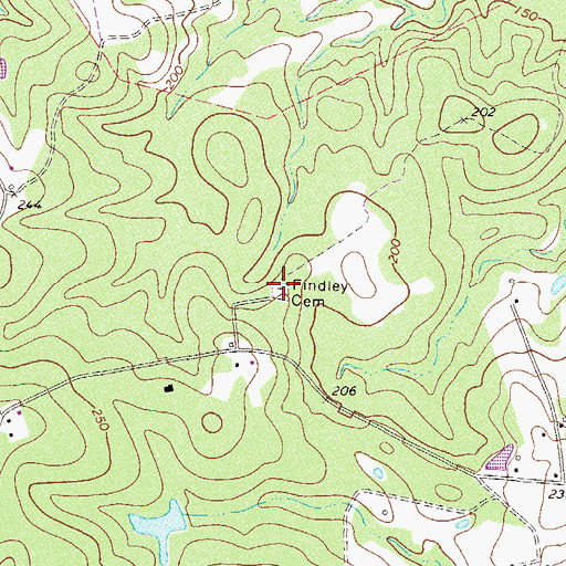 Topographic Map of Findley Cemetery, GA