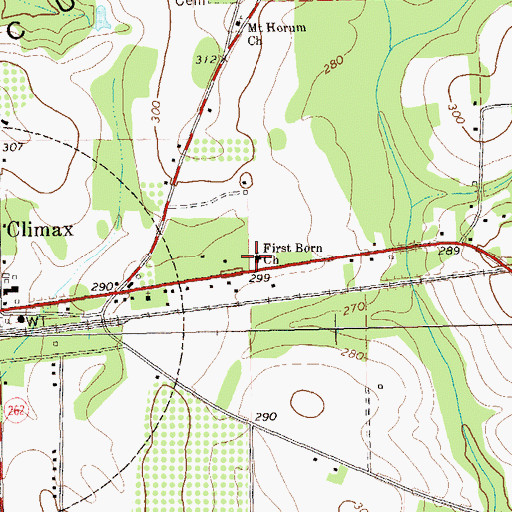 Topographic Map of First Born Church, GA