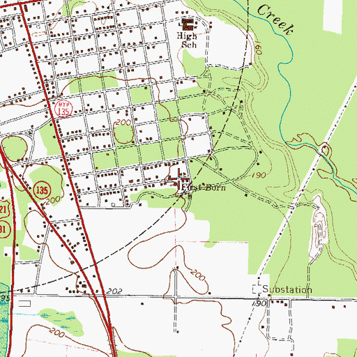 Topographic Map of First Born Church, GA