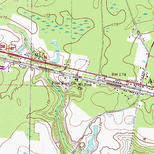 Topographic Map of First Born Church, GA