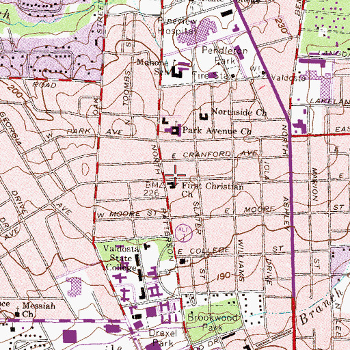 Topographic Map of First Christian Church, GA